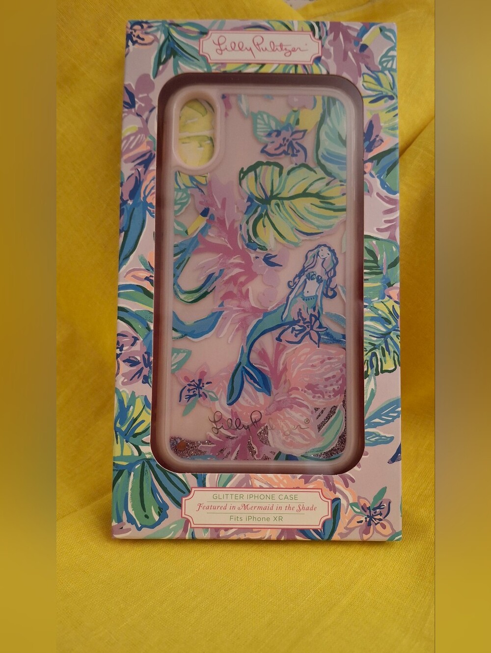 Lilly Pulitzer Pink Pastel Mermaid In The Shade Glitter iPhone XR Case
